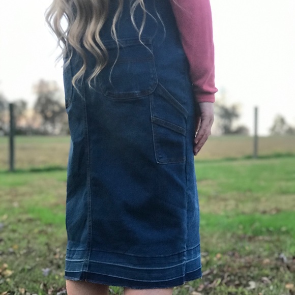 Denim jumpers overall midi dress modest - Picture 4 of 10